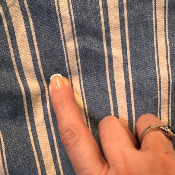 Lands End‎ Brush Popper Shirt Mens XL Striped Long Sleeve Cotton Thick Workwear - Picture 5 of 7